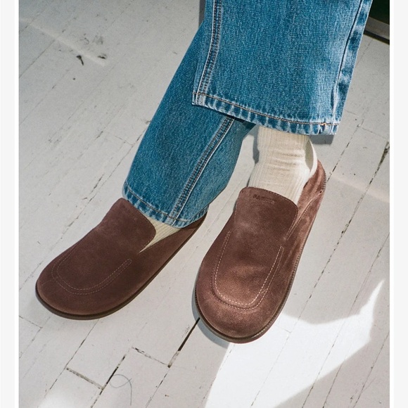 Larroudé x Parke Clog In Brown Suede loafers